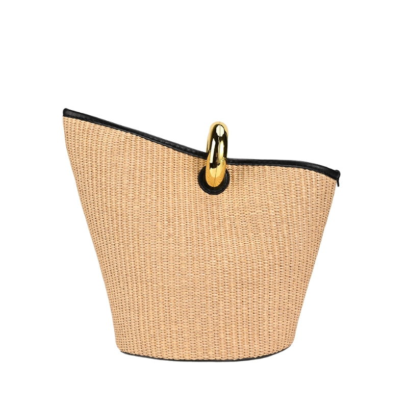 Asymmetrical Sculptural Ring Handle Shoulder Bag