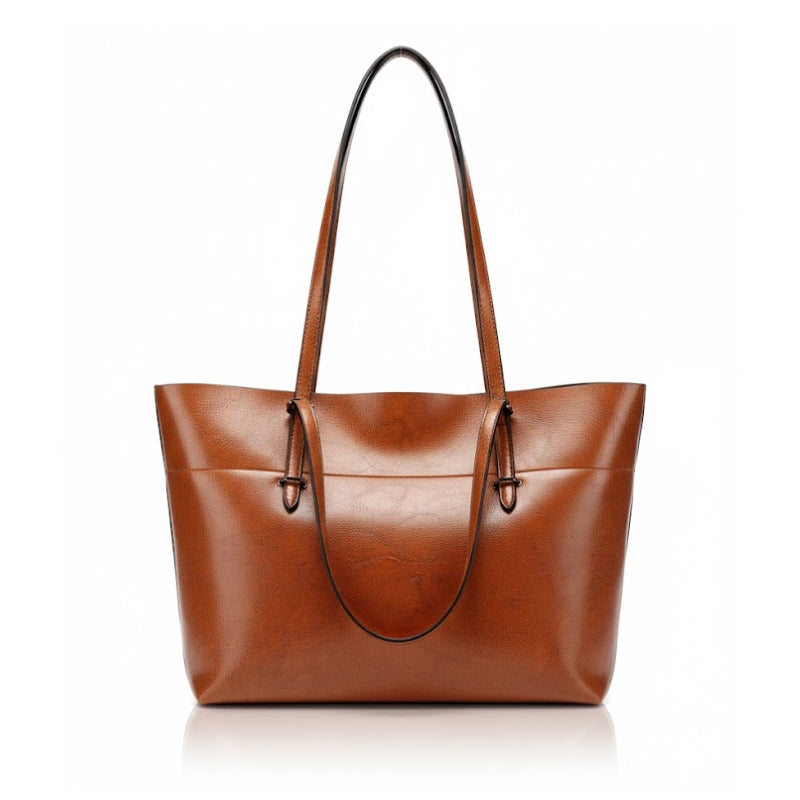 Women's Sophisticated Glossy Leather Look Tote Bag