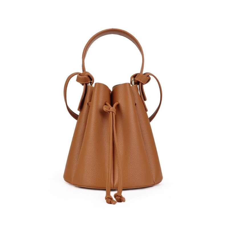 Women's Sculpted Pebbled Leather Look Bucket Bag