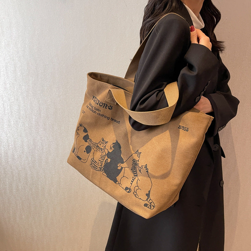 Leisure Large Capacity Canvas Student Tote Bag