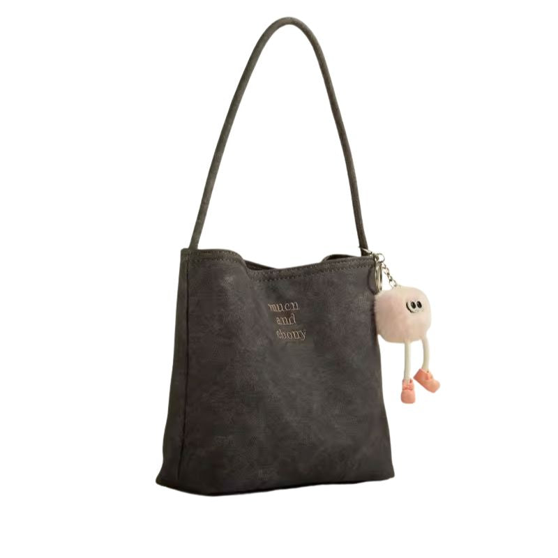 Premium Texture Denim Bucket Shoulder Bag