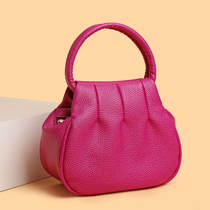 Sophisticated Ruched Handbag with Circular Top Handle