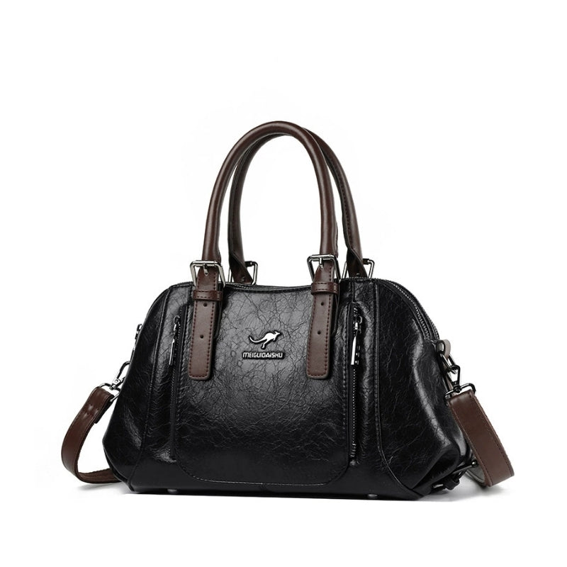 Vintage Textured Vegan Leather Handbag