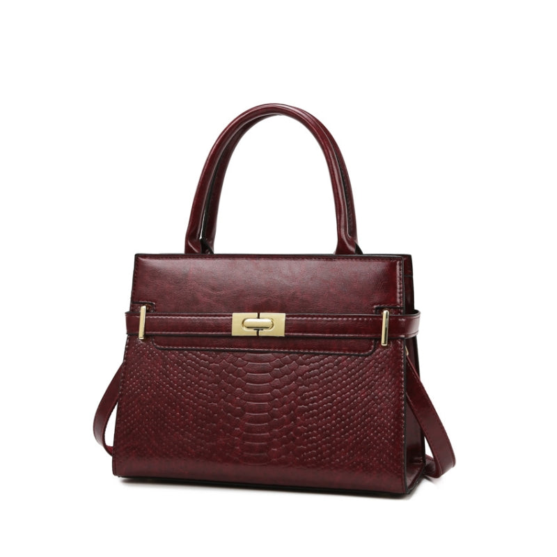 Vintage Structured Embossed Top Handle Handbag