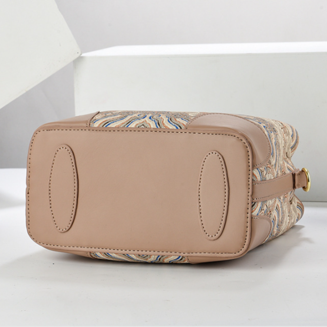 Printed   Textured Bucket Shoulder Bag