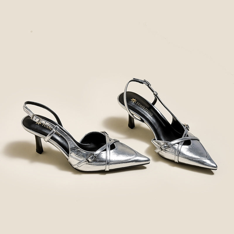Women Elegant Pointed-Toe Slingback Heels