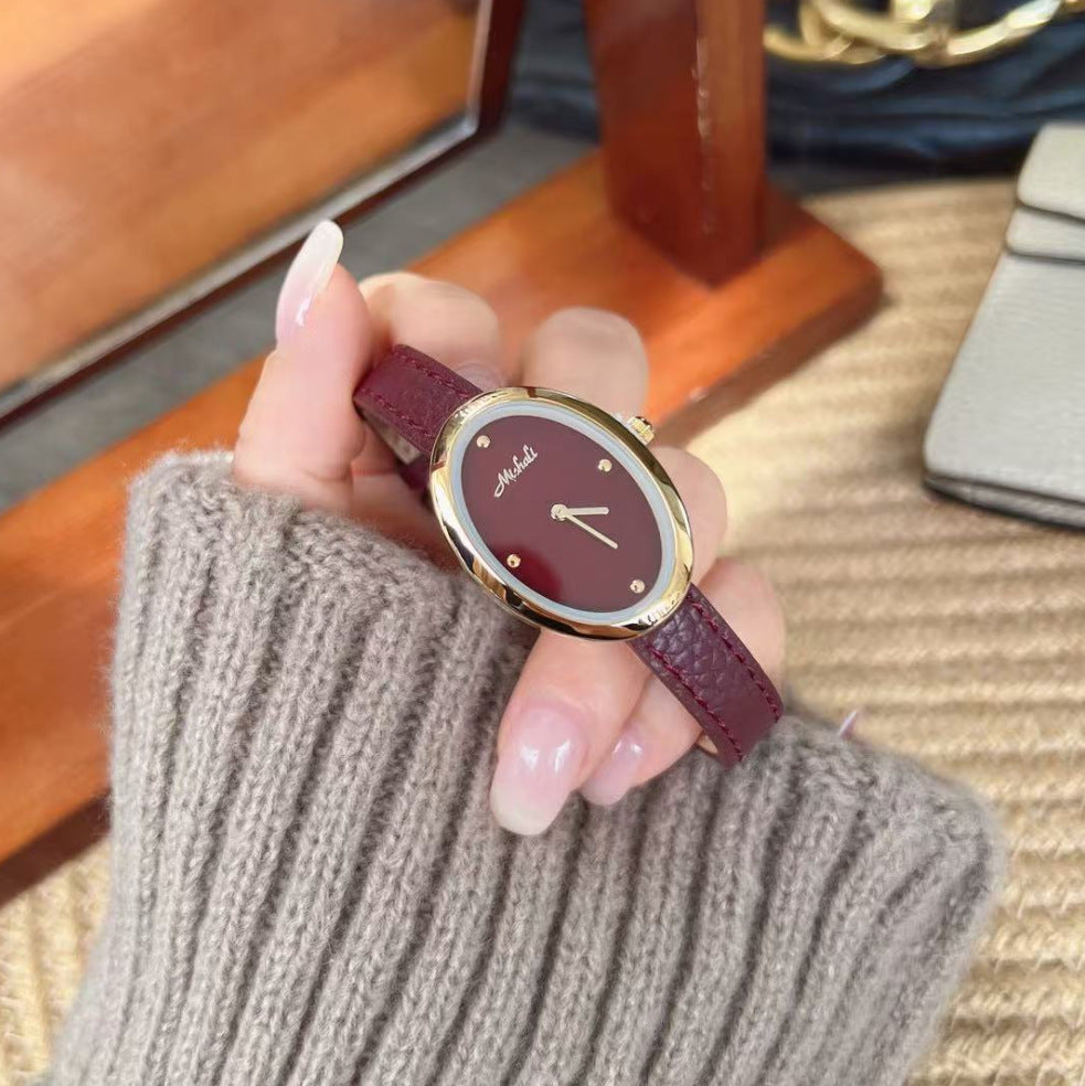 Oval Minimal Leather Watch
