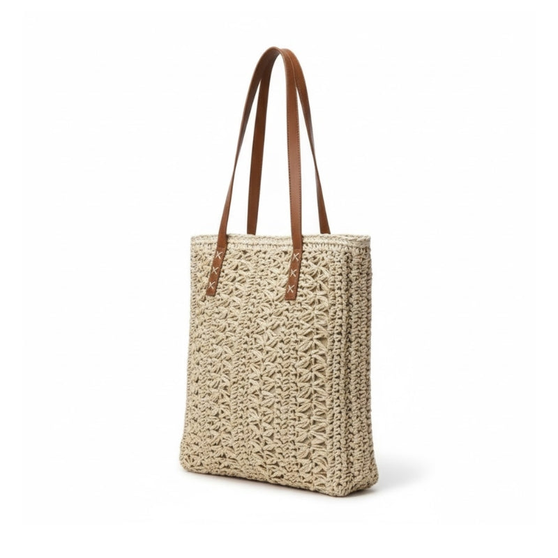 Handwoven Bohemian Straw Tote Bag