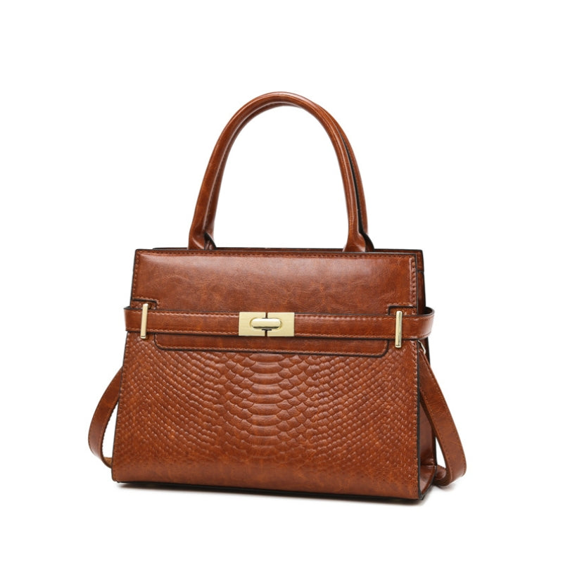 Vintage Structured Embossed Top Handle Handbag