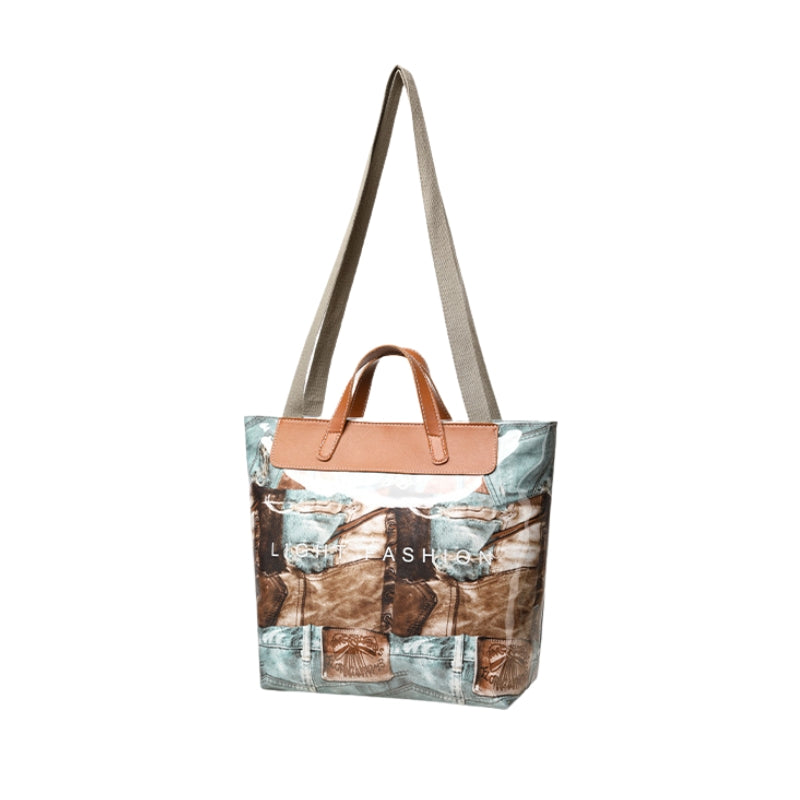 Contrasting Color Large Capacity Shoulder Bag