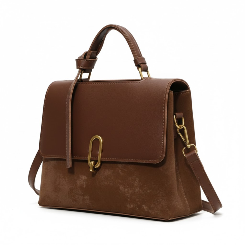 Retro Gold Clasp Messenger Handbag