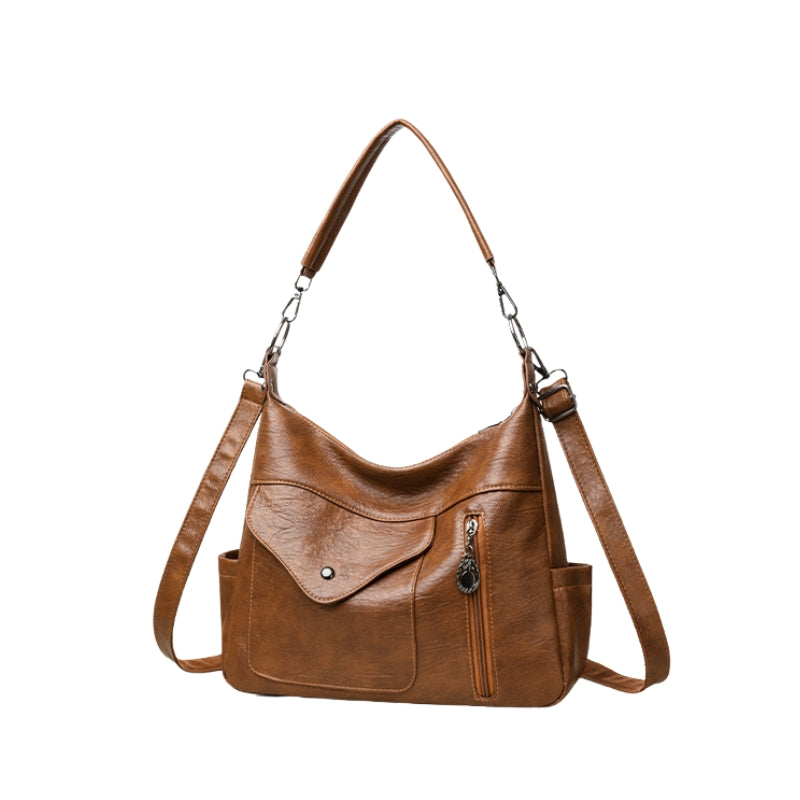 Elegant Soft Leather Look Women Shoulder Bag with Detachable Strap