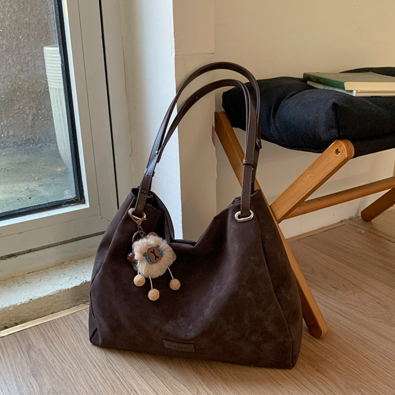 Women's Large Suede-Texture Slouchy Shoulder Bag