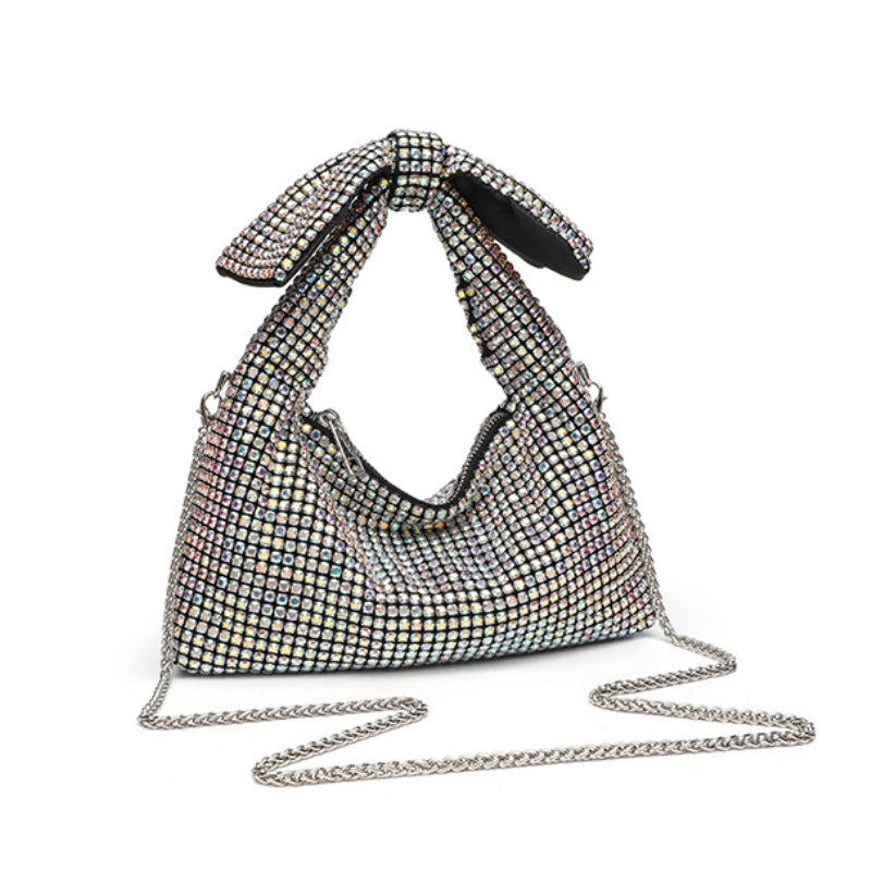 Sparkling Crystal Bow Accent Handbag