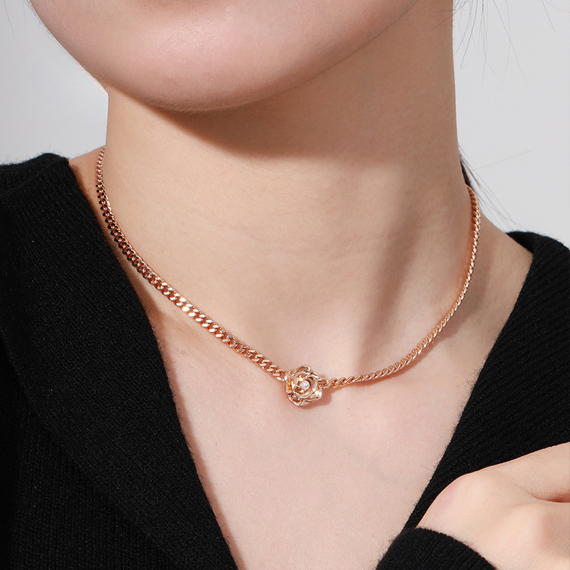 Camelia Cuban Chain Necklace