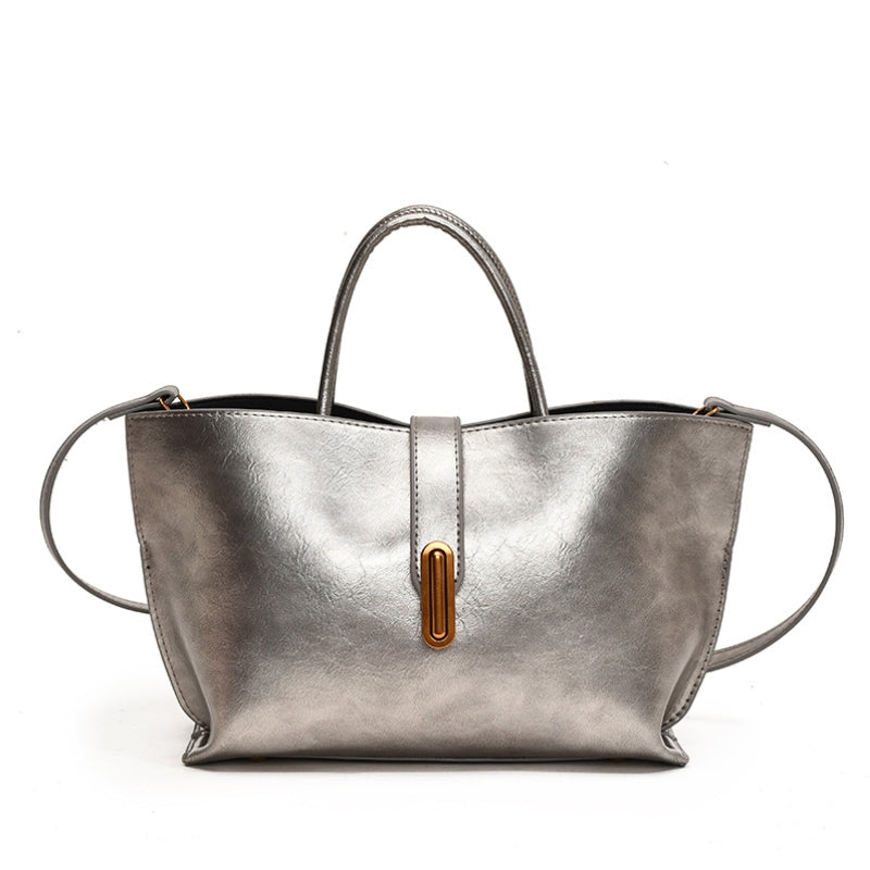 Women's Sleek Glossy Vegan Leather Handbag