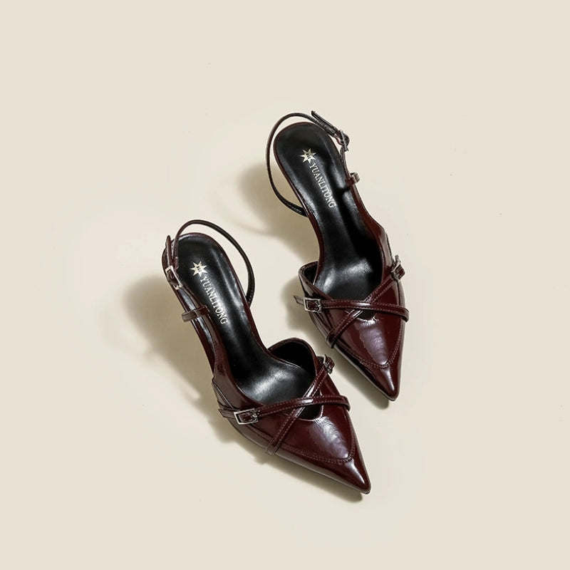 Women Elegant Pointed-Toe Slingback Heels