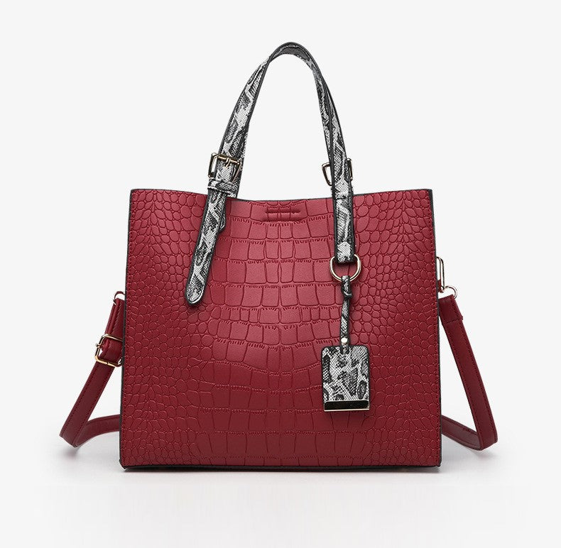 Crocodile Pattern  Shoulder Handbag with Pendant