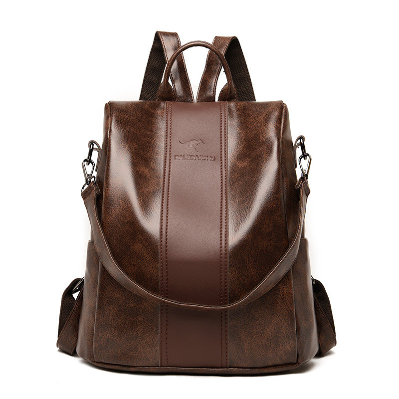 Soft Leather Simple School & Travel Backpack