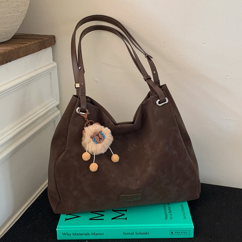 Women's Large Suede-Texture Slouchy Shoulder Bag