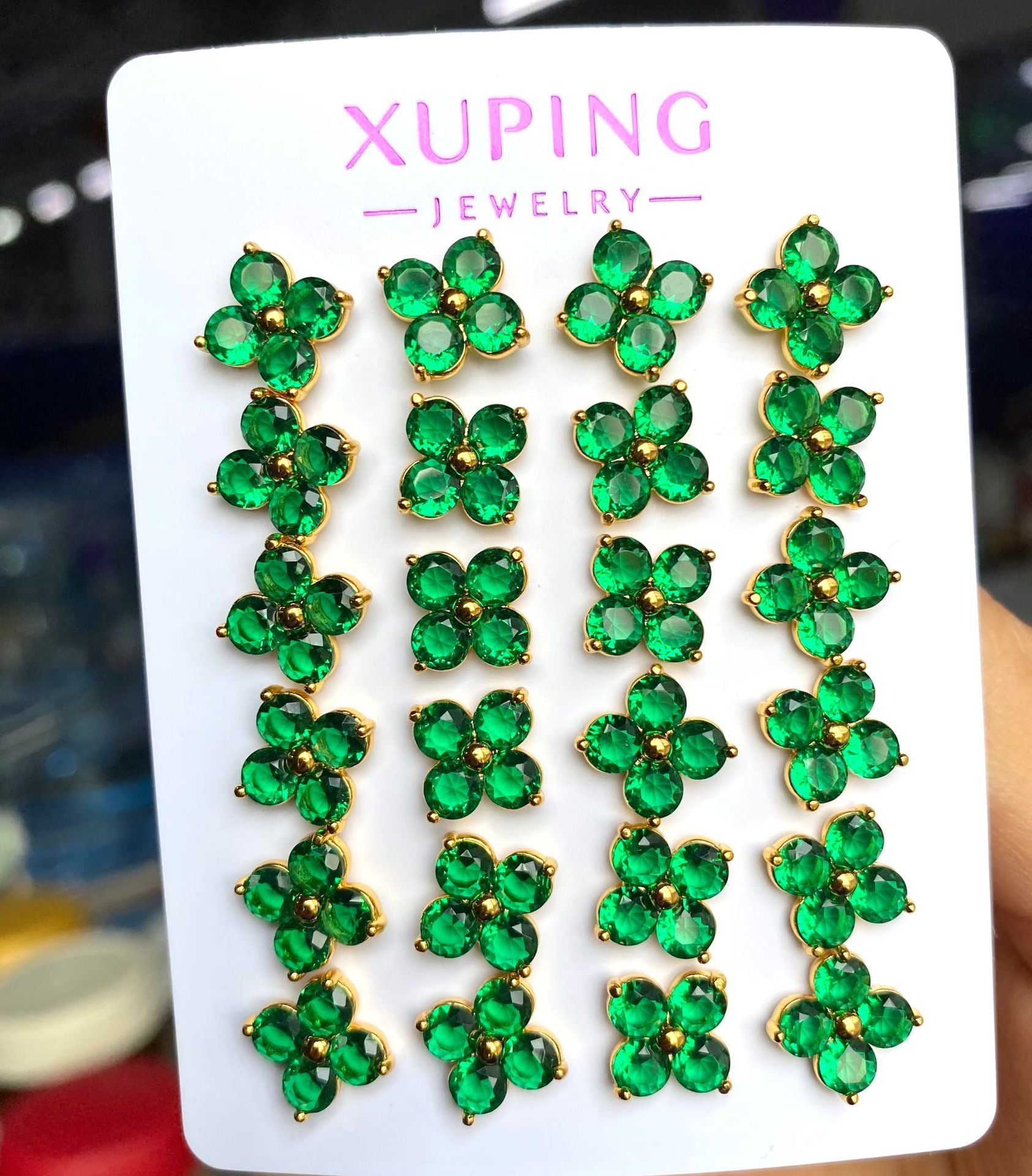 Red Four-Leaf Flower Earrings