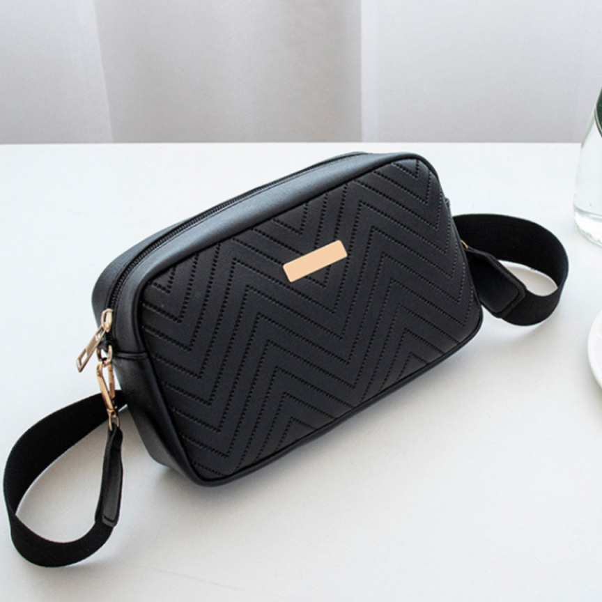 Wave Pattern Embroidered  Camera Crossbody Bag