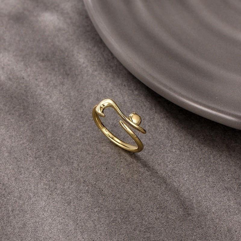 Gold Cat Adjustable Ring