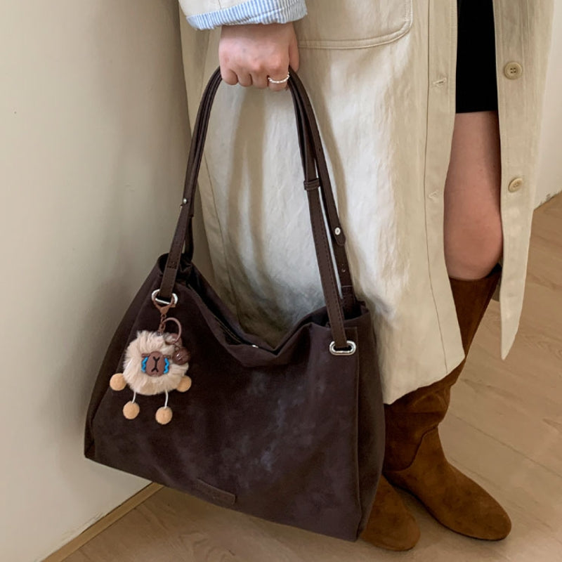 Women's Large Suede-Texture Slouchy Shoulder Bag