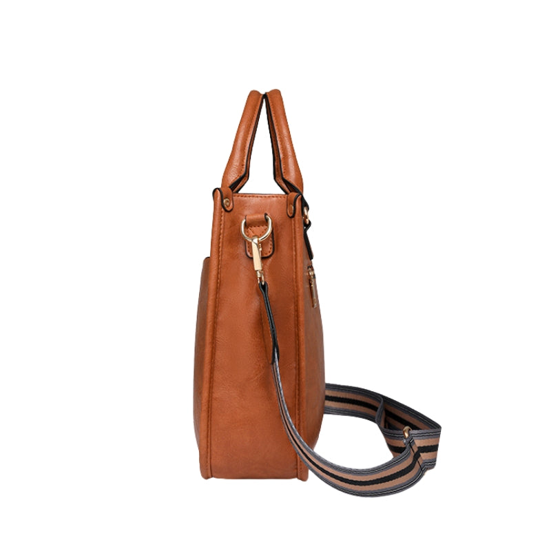 Modern Curved Twist Lock Asymmetrical Handbag