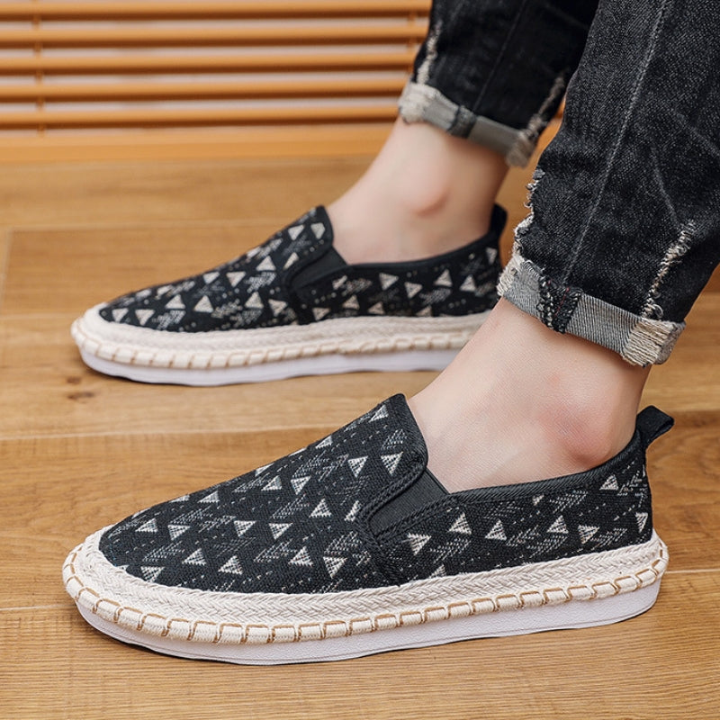 Men's Artistic Patterned Slip-On Canvas Loafers