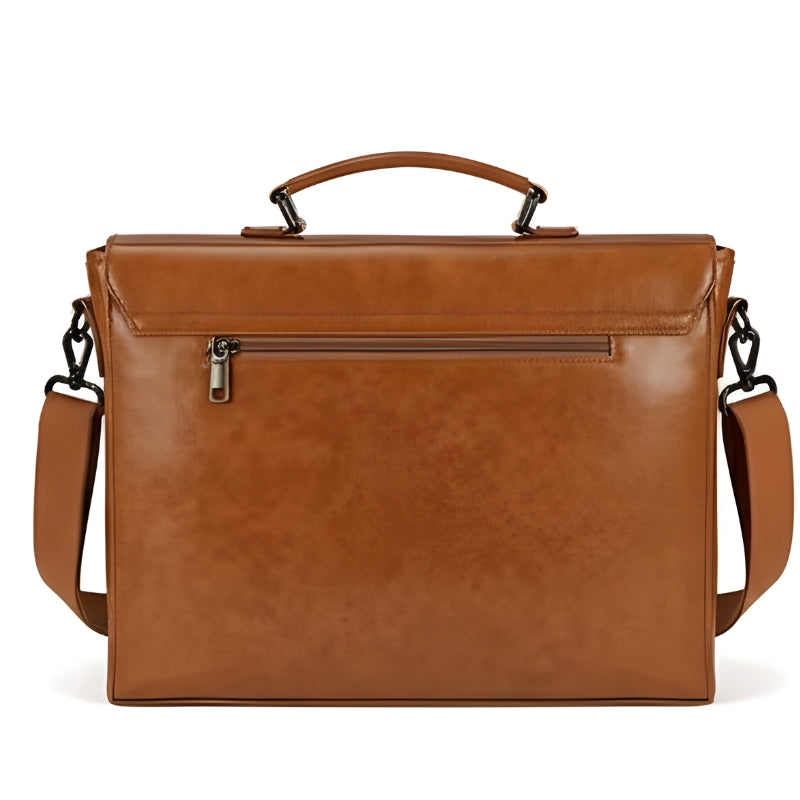Professional Textured Leather Briefcase Style Laptop Bag