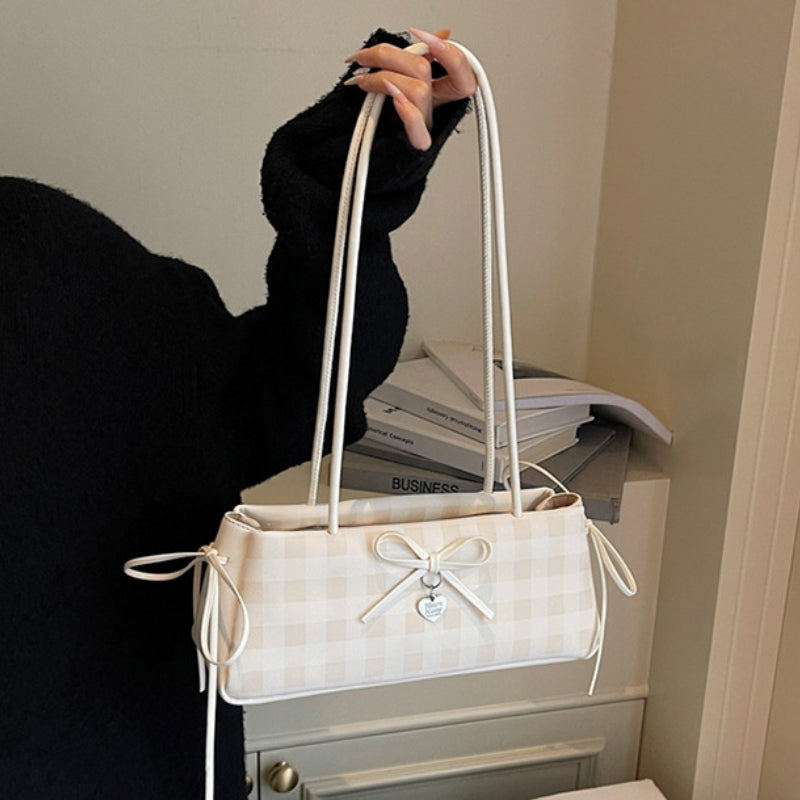 Structured Gingham Shoulder Bag