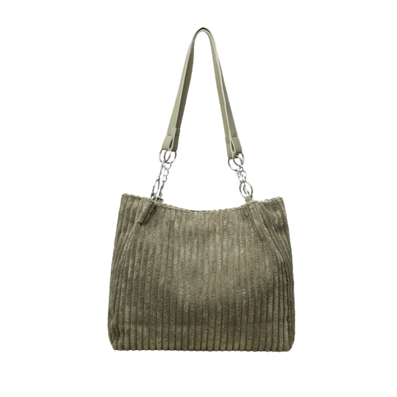 Large Capacity Corduroy Chain Armpit Tote Bag