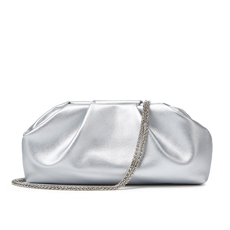 Name: Celeste Metallic Pleated Chain Clutch Bag