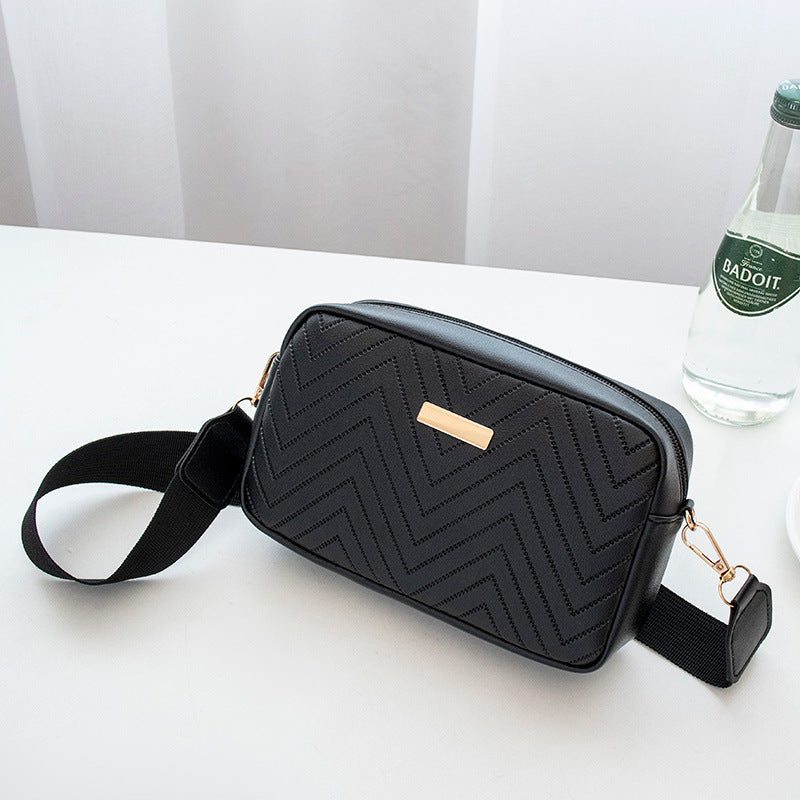 Wave Pattern Embroidered  Camera Crossbody Bag