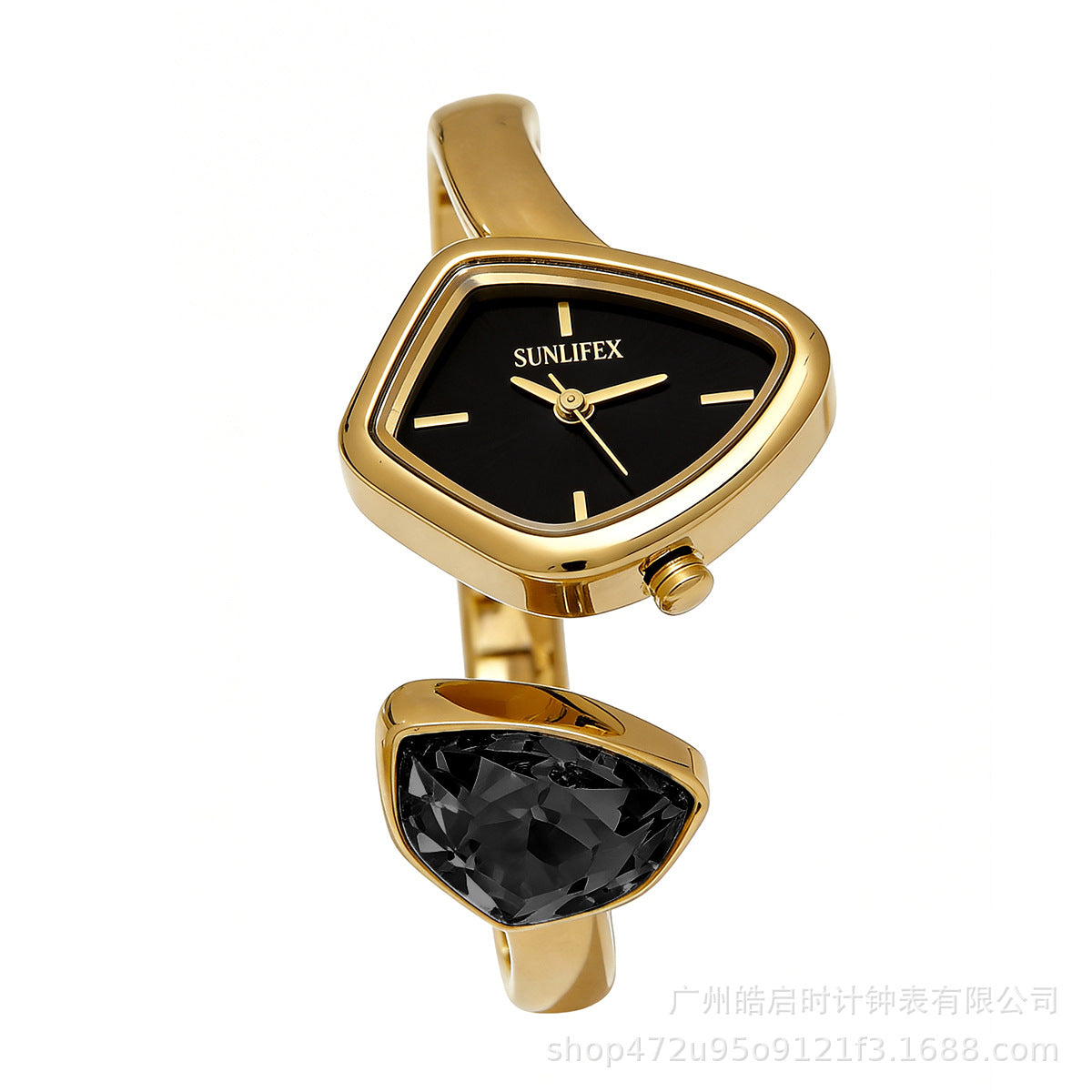 Crystal Curve Gold Bracelet Watch