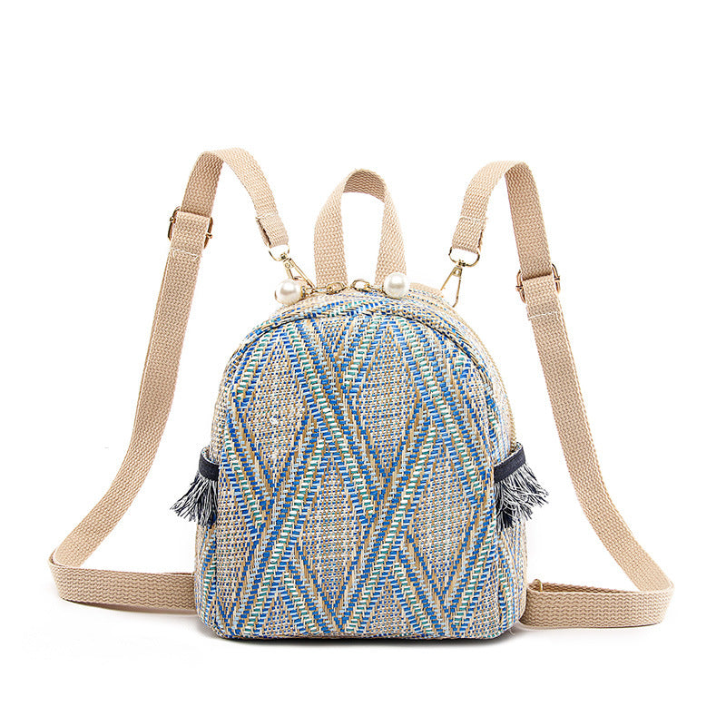 Summer Woven Straw Mini Breathable Travel Backpack