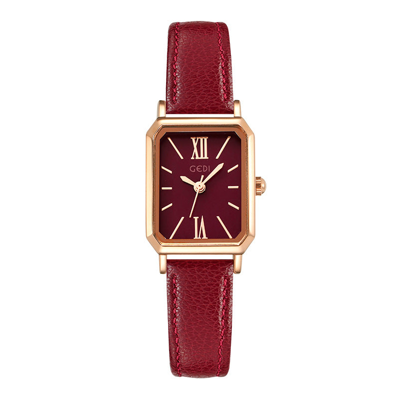 Ruby Rectangle Leather Watch
