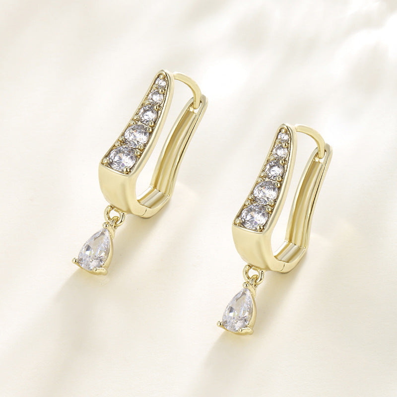 Exquisite U-Shaped Diamond-Set Earrings