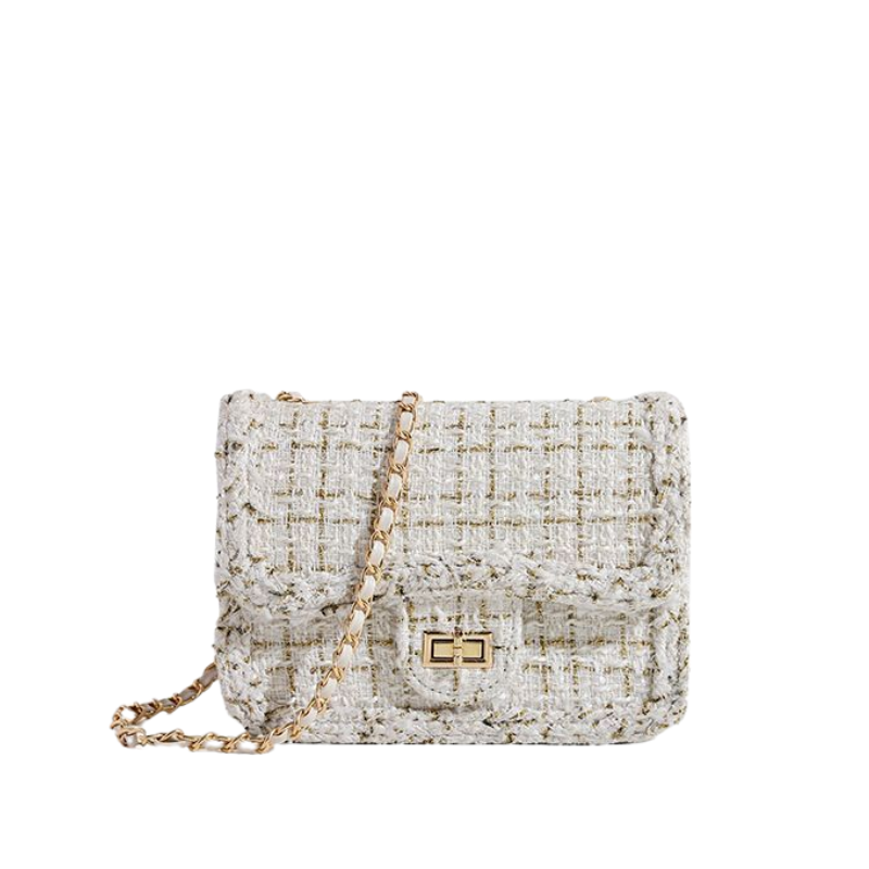 French Style Plaid Chain Crossbody Bag