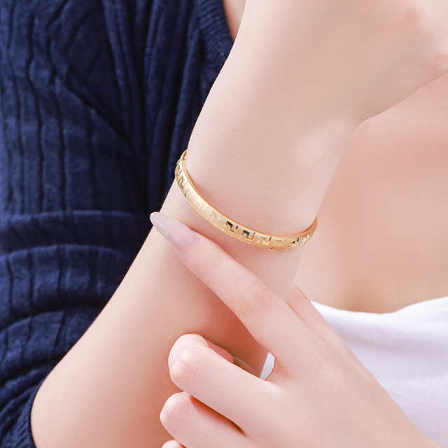 Striped Faux Gold Stainless Steel Bracelet