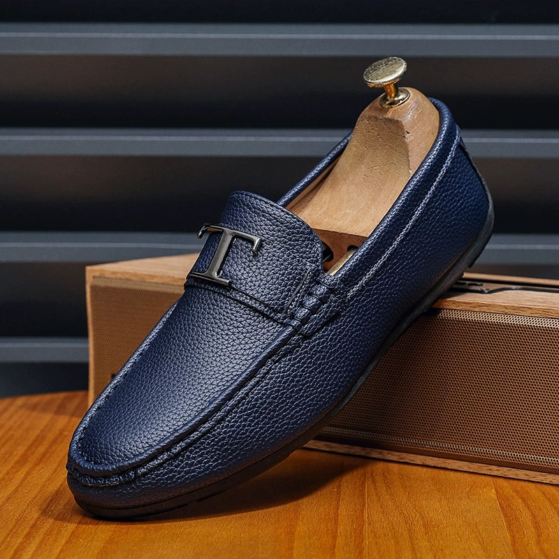 Men's Textured Pebbled Grain Leather Loafers