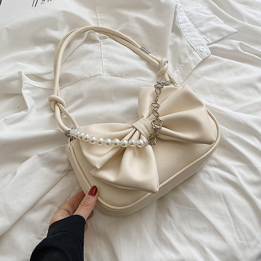 Hot Girl  Textured Mini Bow Underarm Shoulder Bag