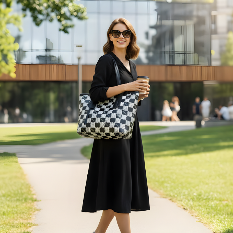 Sienna Grid Tote Bag