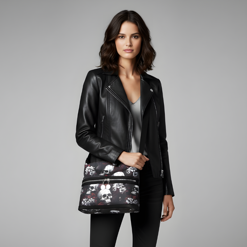 Floral Skull Crossbody Bag