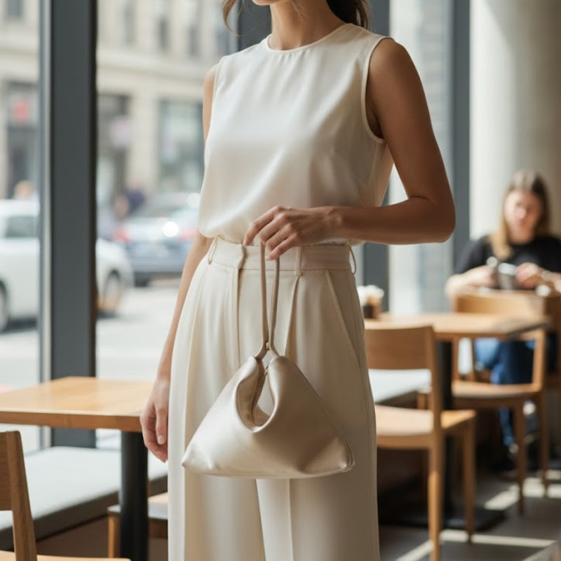 Elegant Satin Triangle Evening Wristlet Handbag