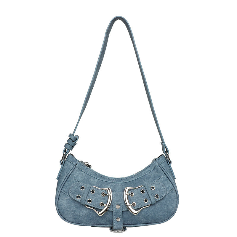 Denim Crescent Shoulder Bag