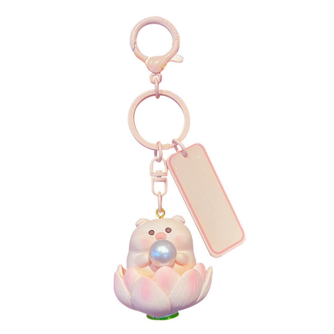 Piggy Pearl Charm Keychain