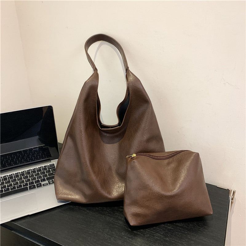 Retro  Spring Shoulder Bag with Mother-Child Design