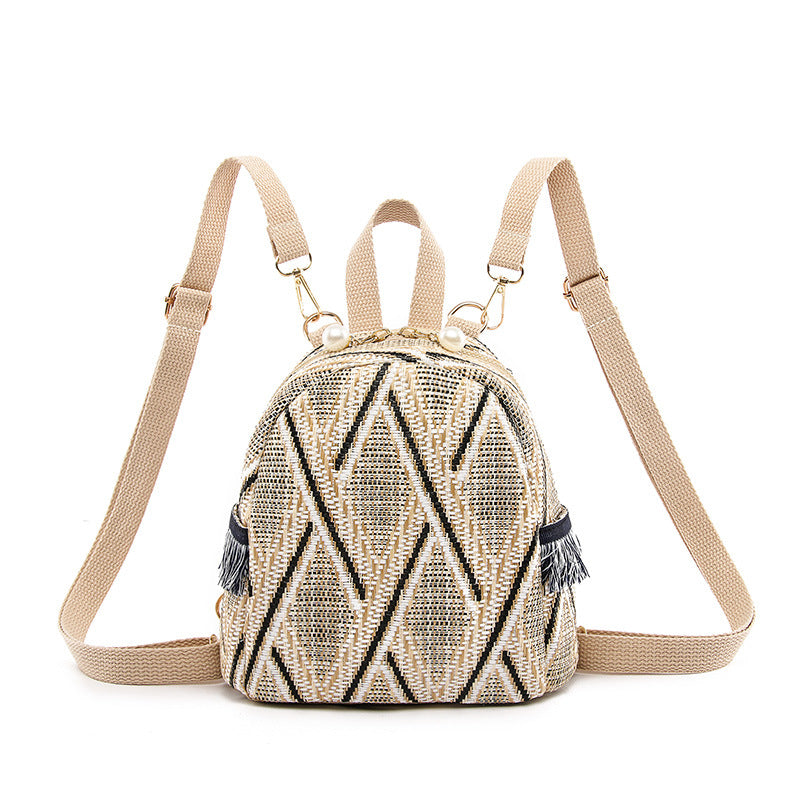 Summer Woven Straw Mini Breathable Travel Backpack